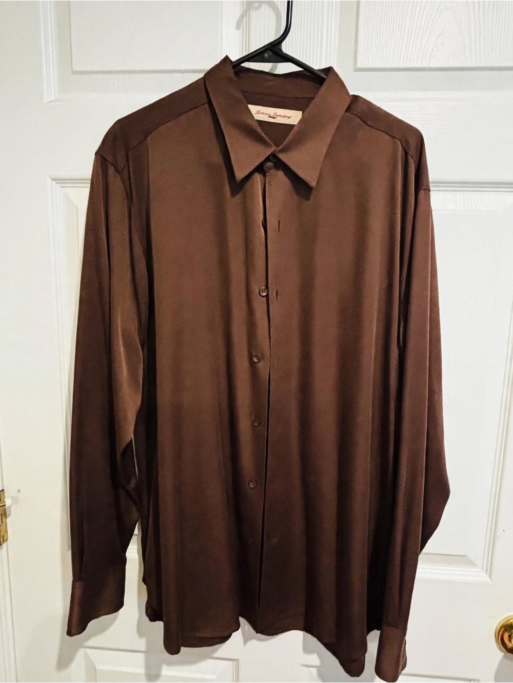 Tommy Bahama L Brown Silk Blend Button Down Shirt - 84% Silk 16% Wool